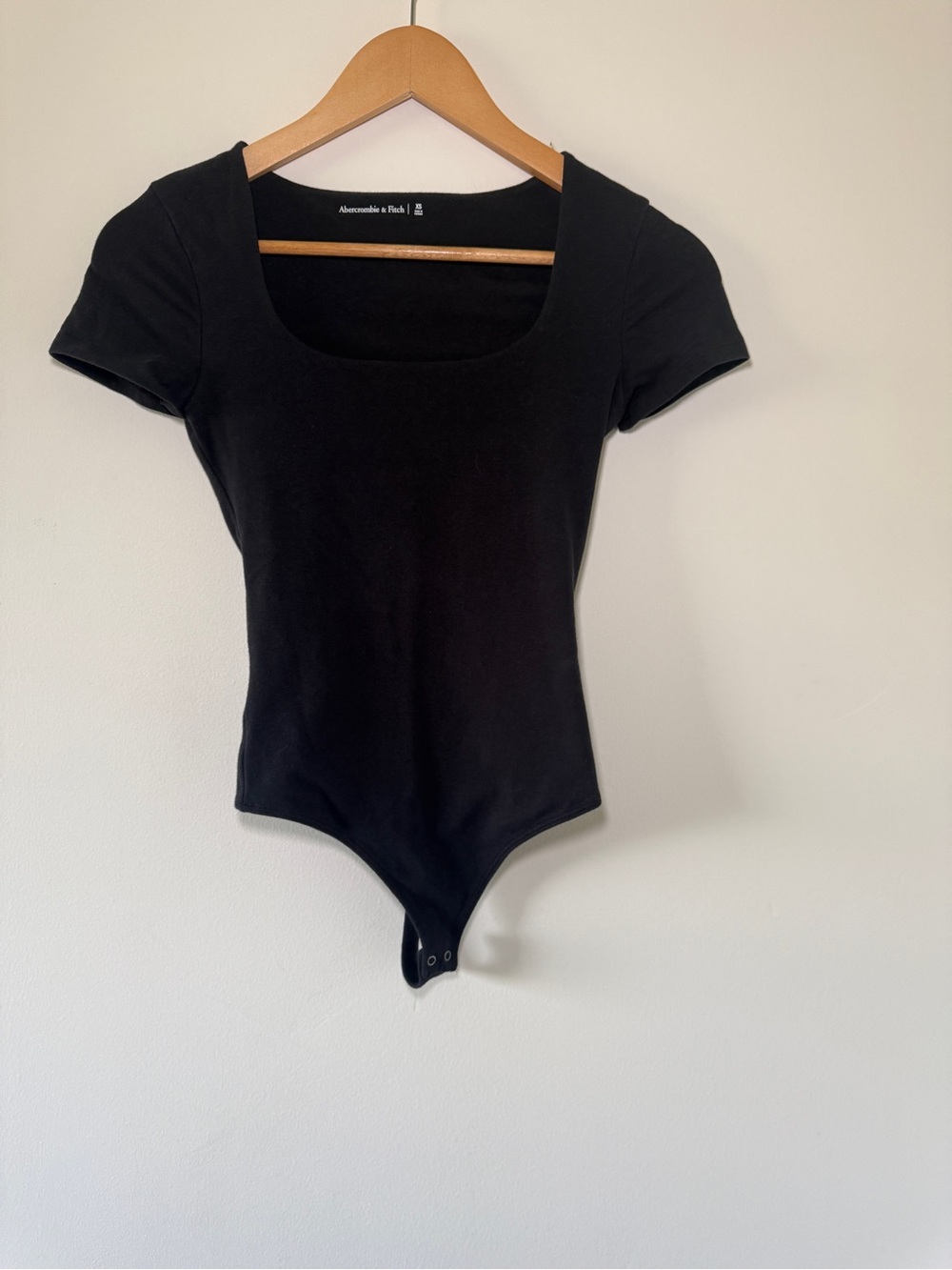 Abercrombie & Fitch Black Square Neck Short Sleeve Bodysuit XS NWOT